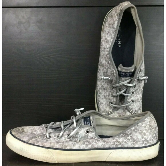 Sperry -Women's Size 11(M) Gray/Silver Scale-Patterned Boat Shoes-Flats STS97947 - Picture 1 of 8